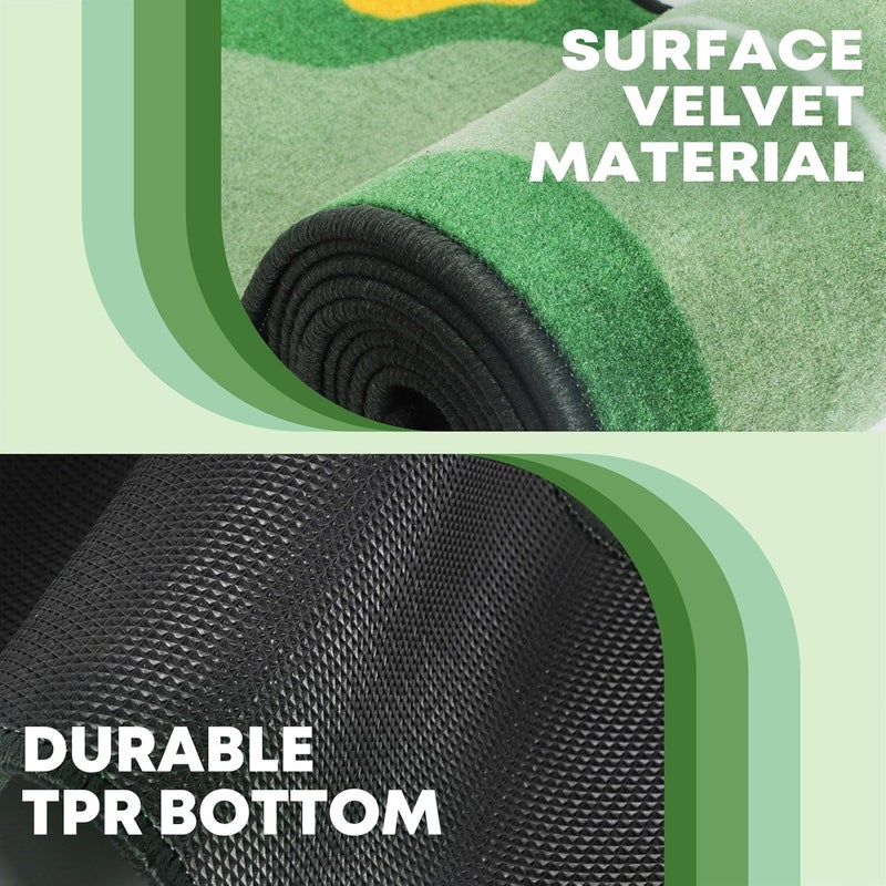 Ponsonbay Golf Putting Mat Indoor & Outdoor Professional Golf Practice Putting Green Mat with Distance Marker Anti Slip Backing Golf Training Accessories Portable Matt - Image 3